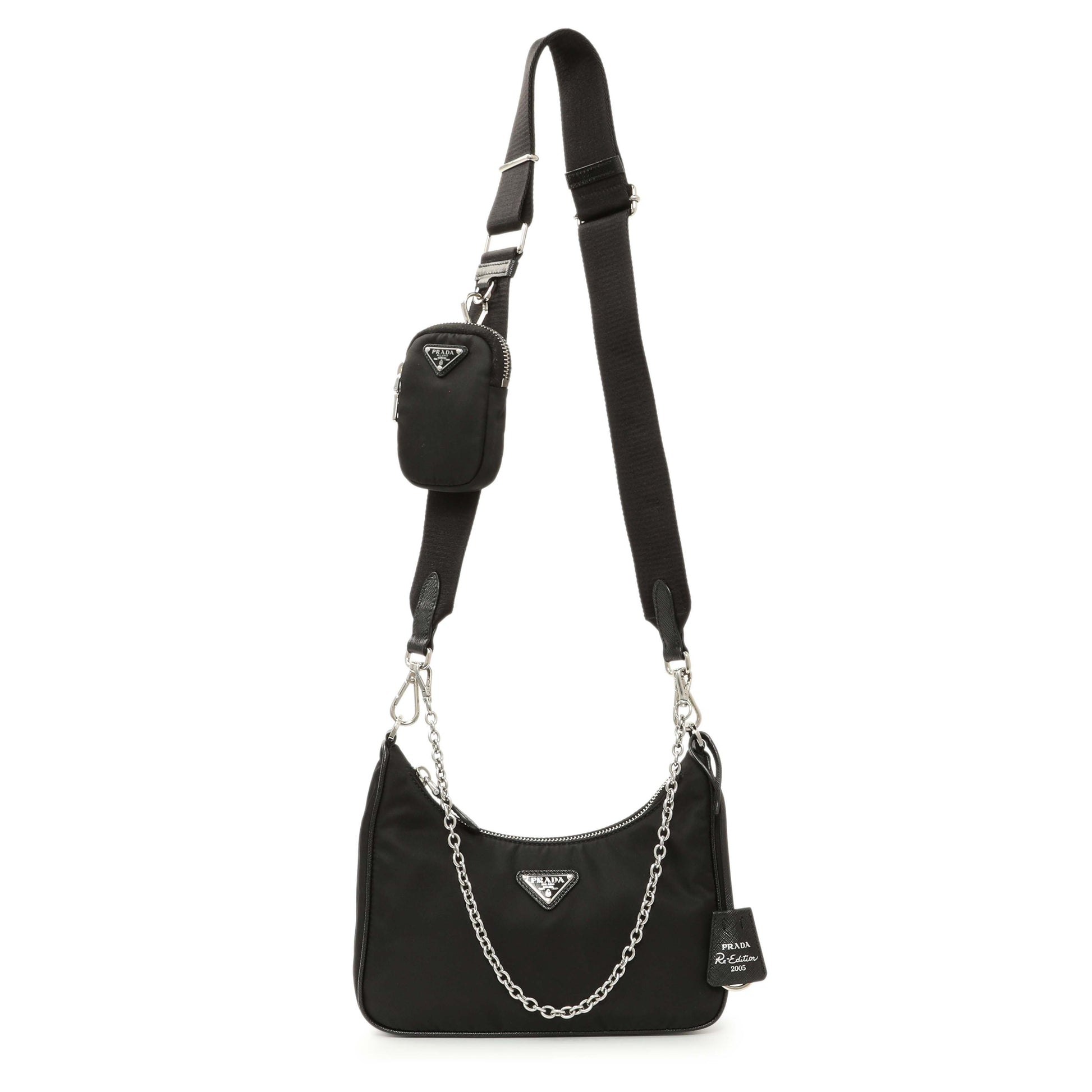 Exclusive Prada Black Re-Nylon Re-Edition 2005 Shoulder Bag — Front View