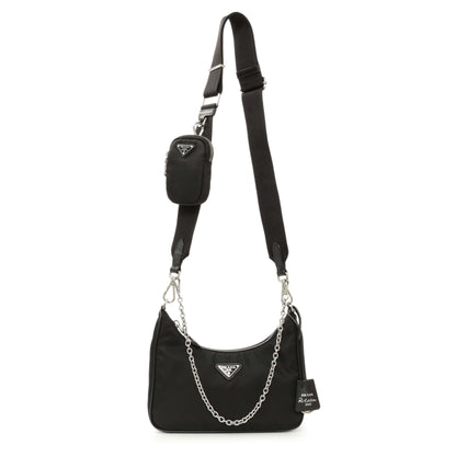 Exclusive Prada Black Re-Nylon Re-Edition 2005 Shoulder Bag — Front View