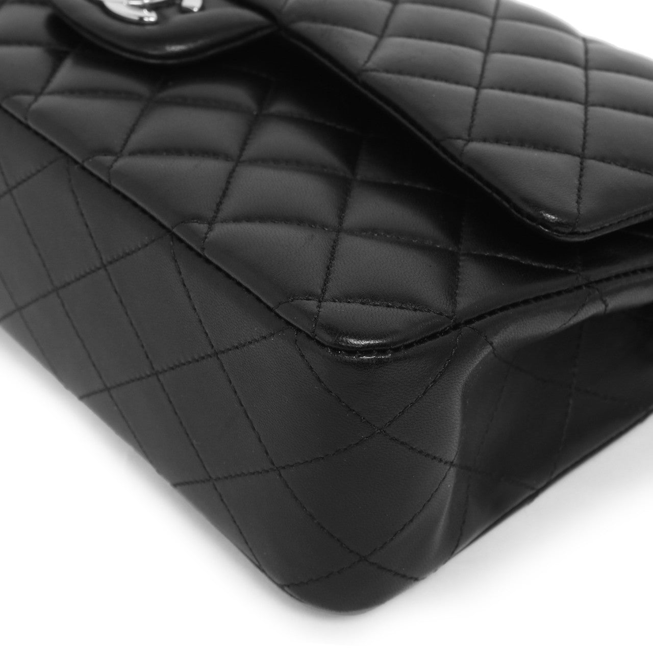 Exclusive Chanel  Black  Quilted  Lambskin  Medium Classic Double Flap — Back View