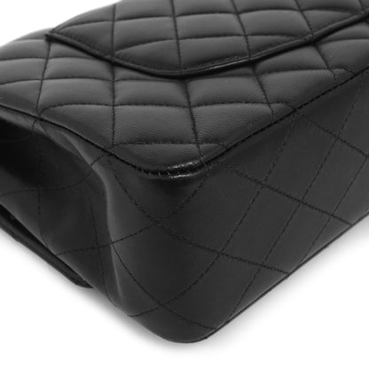 Exclusive Chanel  Black  Quilted  Lambskin  Medium Classic Double Flap — Detail View