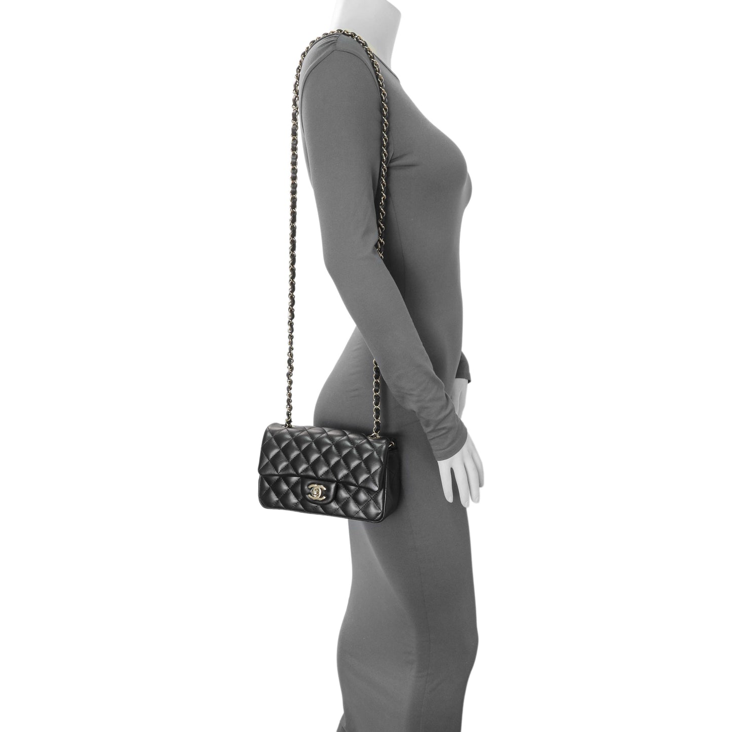 Exclusive Chanel Black Lambskin Quilted Mini Rectangular Flap — Alternate View 7