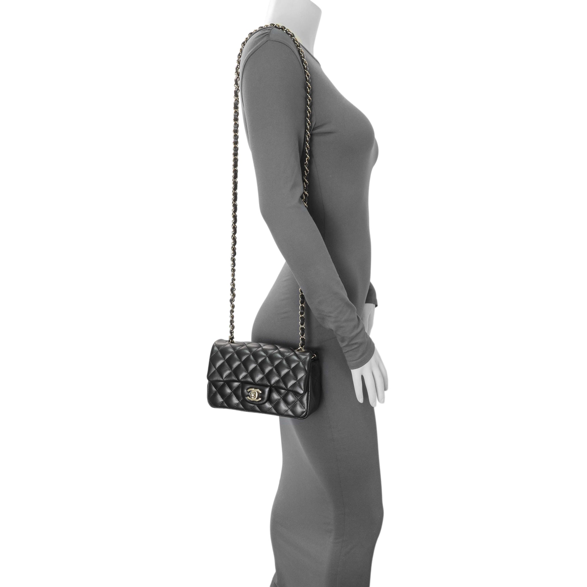 Exclusive Chanel Black Lambskin Quilted Mini Rectangular Flap — Alternate View 7