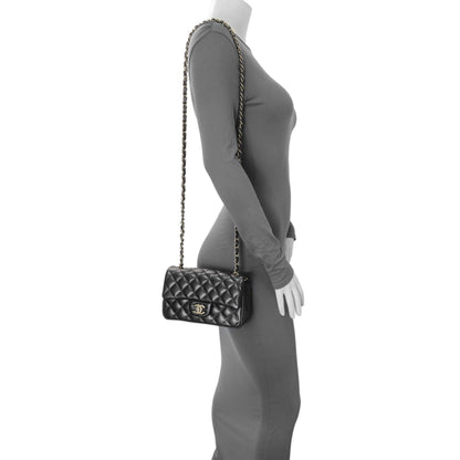 Exclusive Chanel Black Lambskin Quilted Mini Rectangular Flap — Alternate View 7