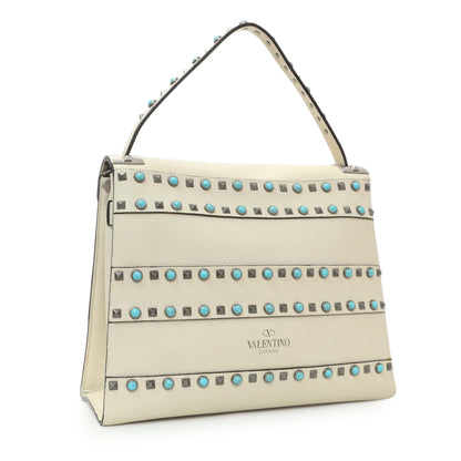 Exclusive Valentino Ivory Calfskin My Rockstud Rolling Single Handle Bag — Side View