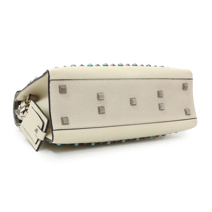 Exclusive Valentino Ivory Calfskin My Rockstud Rolling Single Handle Bag — Back View
