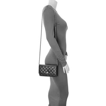 Exclusive Chanel Black Quilted Caviar Wallet on Chain — Alternate View 8