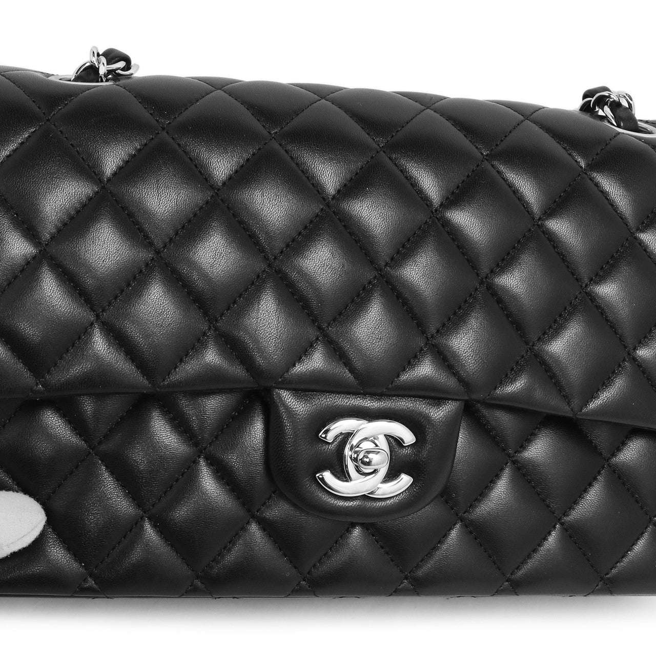 Exclusive Chanel  Black  Quilted  Lambskin  Medium Classic Double Flap — Alternate View 11