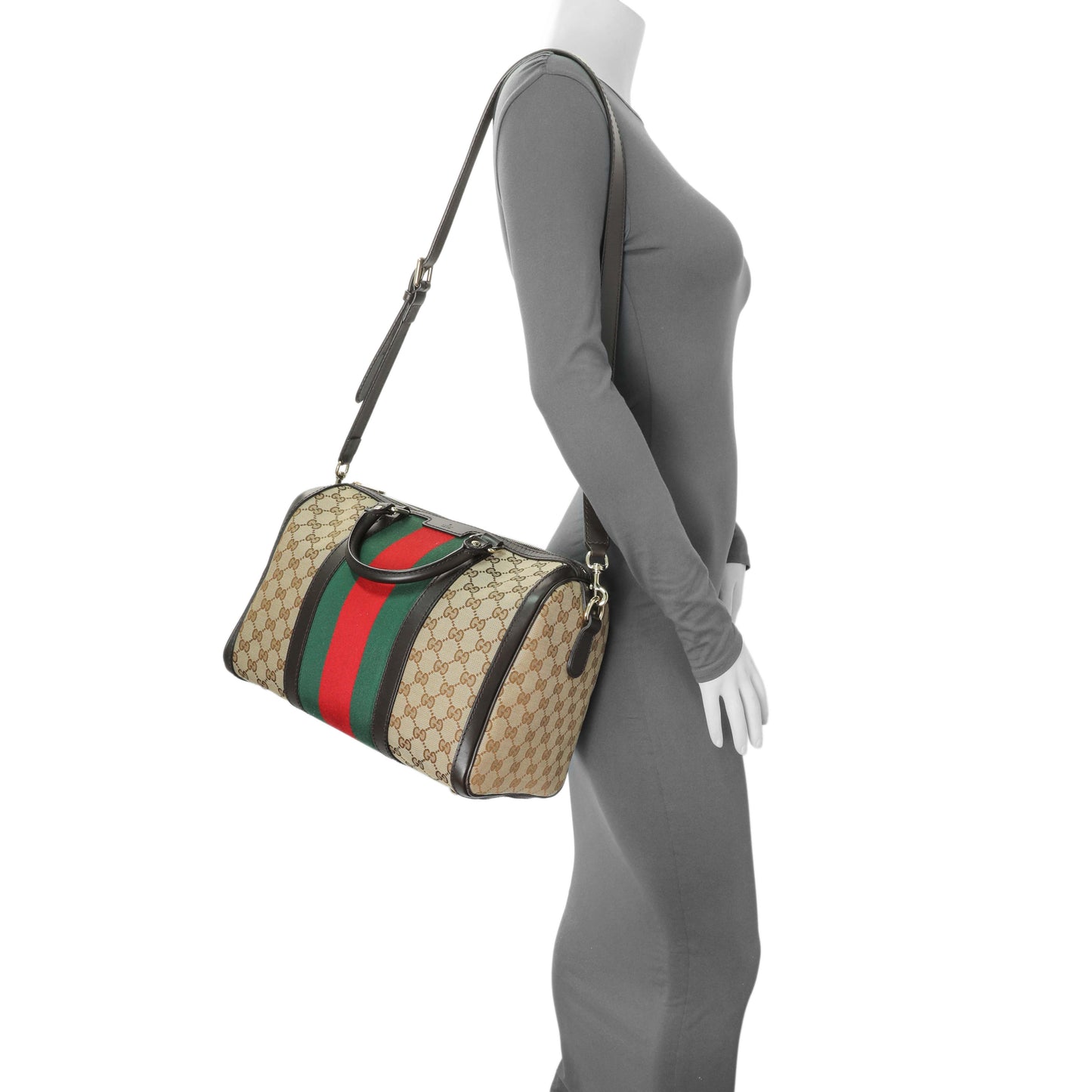 Exclusive Gucci Monogram Vintage Web Original GG Medium Boston Bag — Alternate View 13