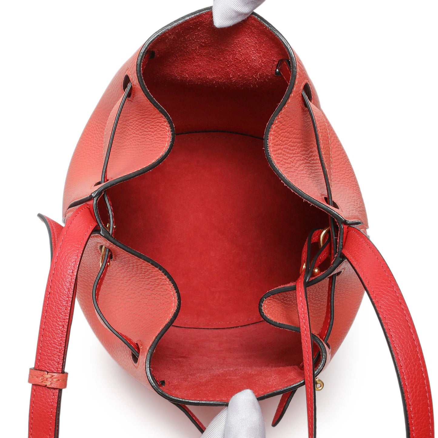 Exclusive Mulberry Coral Grained Calfskin Abbey Bucket Bag — Top View