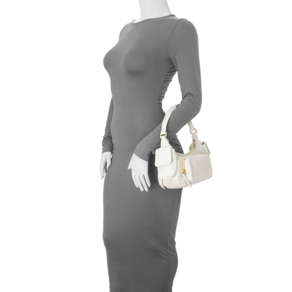 Exclusive Miu Miu White Nappa Leather Multi Pocket Hobo Bag — Lifestyle View