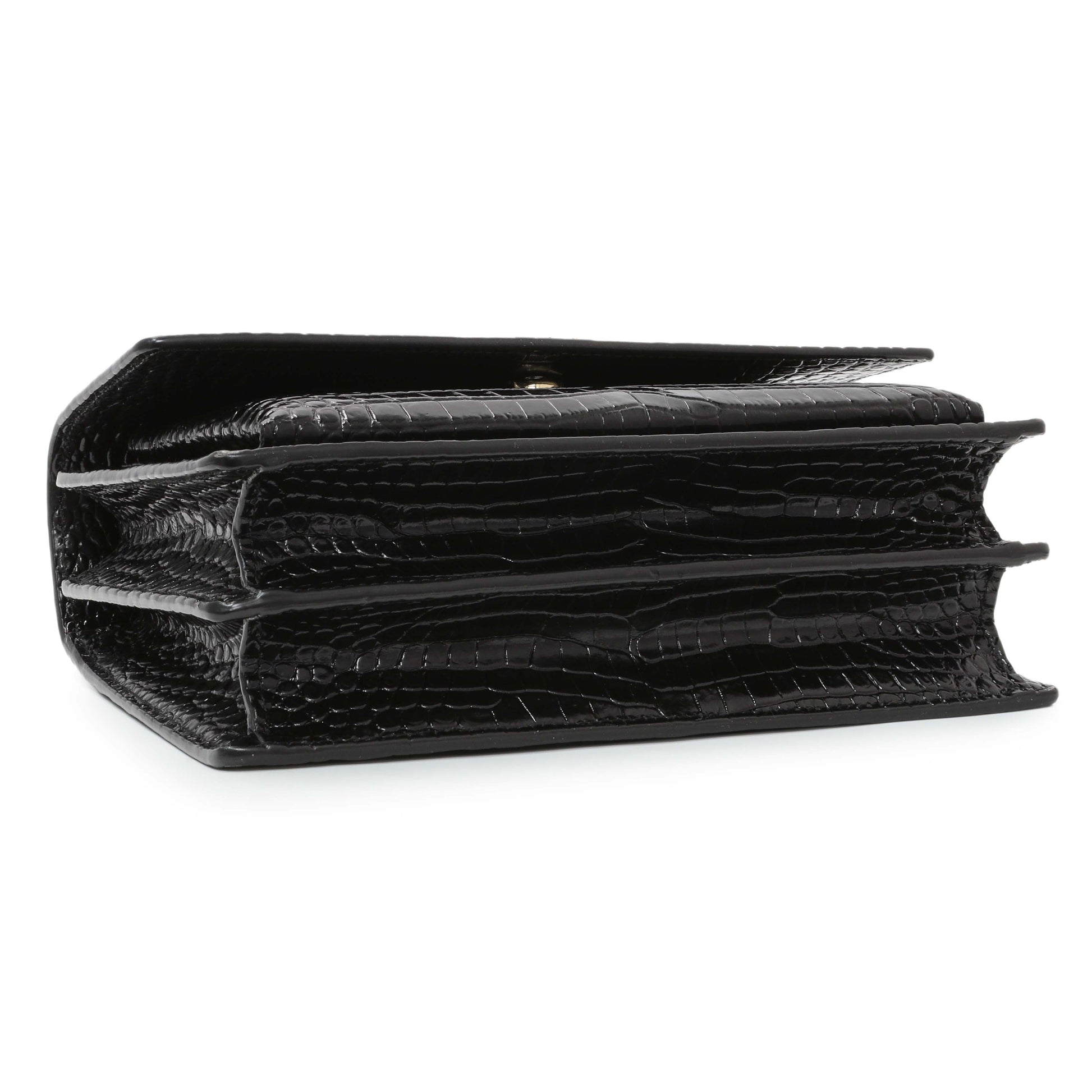 Exclusive Saint Laurent Black Crocodile Embossed Calfskin Medium Monogram Sunset — Back View