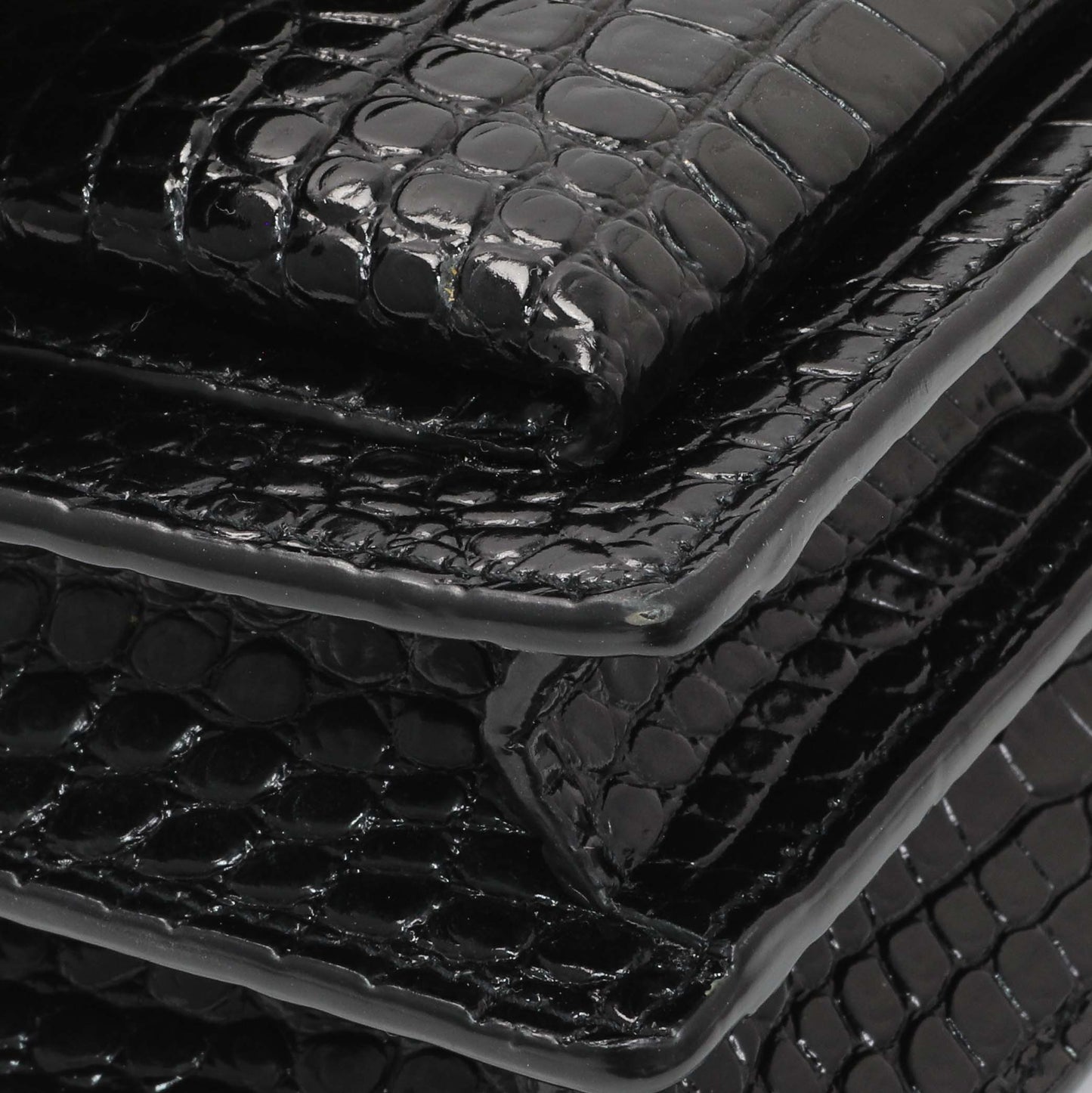 Exclusive Saint Laurent Black Crocodile Embossed Calfskin Medium Monogram Sunset — Top View