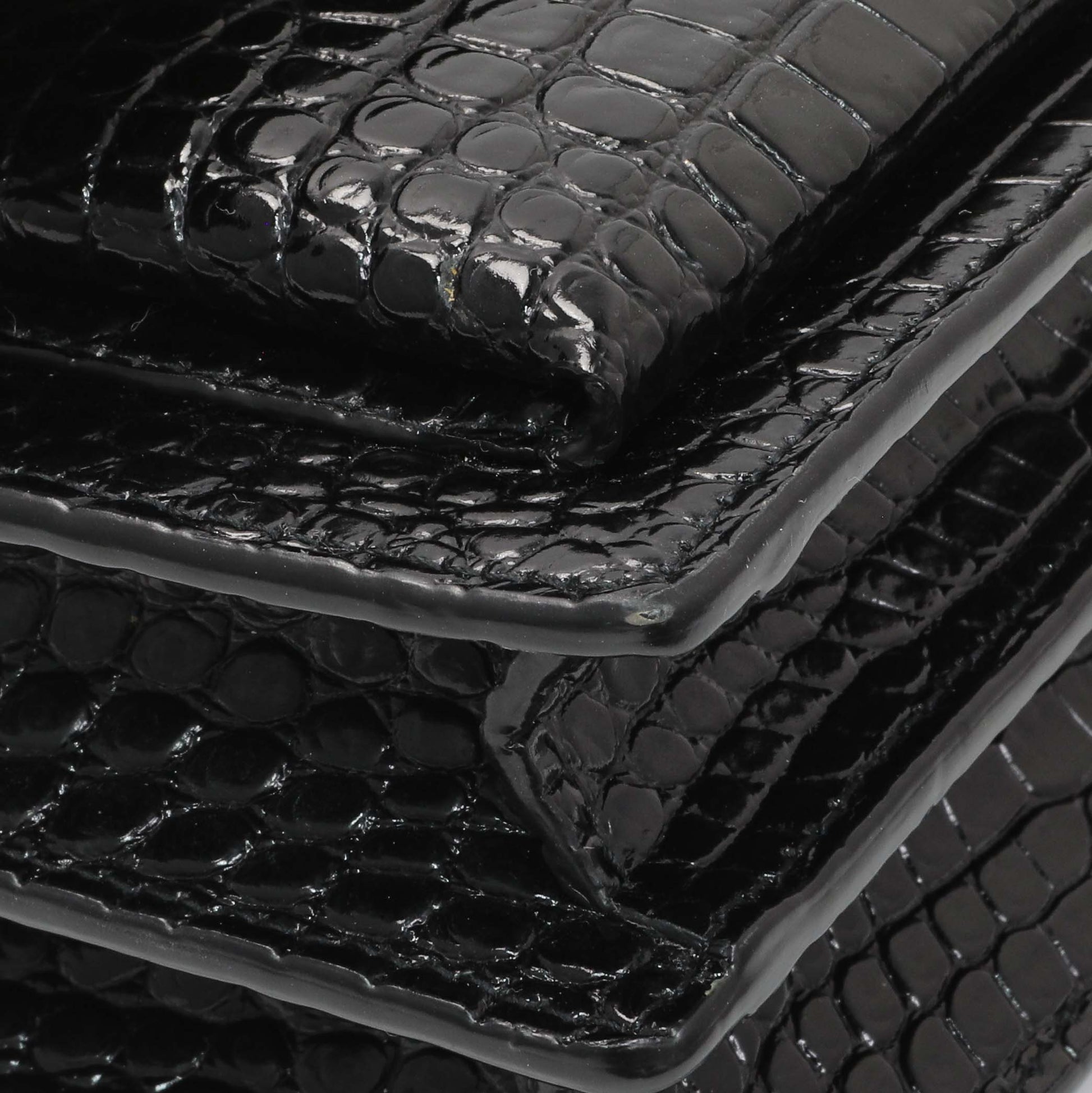Exclusive Saint Laurent Black Crocodile Embossed Calfskin Medium Monogram Sunset — Top View