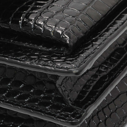 Exclusive Saint Laurent Black Crocodile Embossed Calfskin Medium Monogram Sunset — Top View