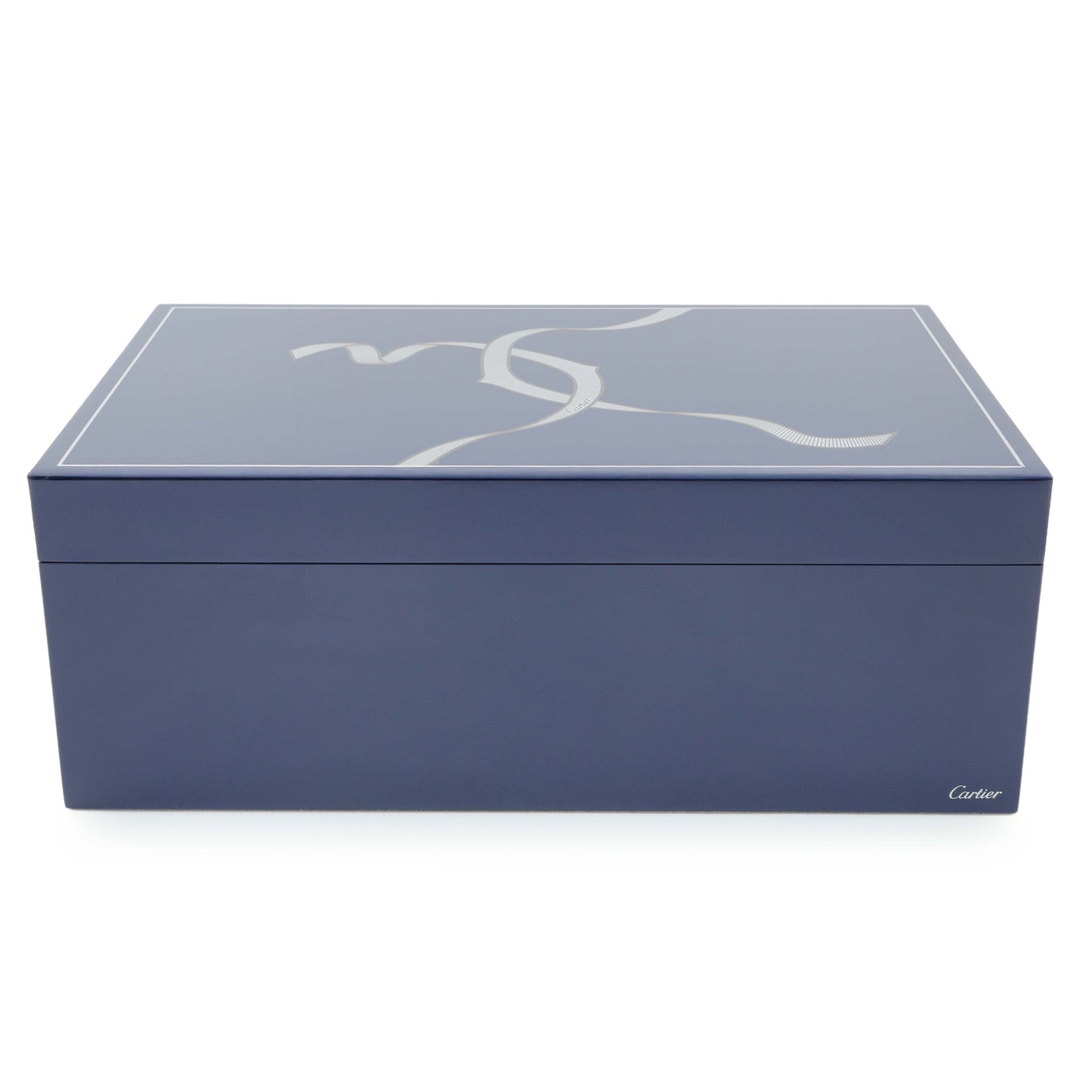 Exclusive Cartier Blue Lacquered Three Watch and Cufflink Box — Side View