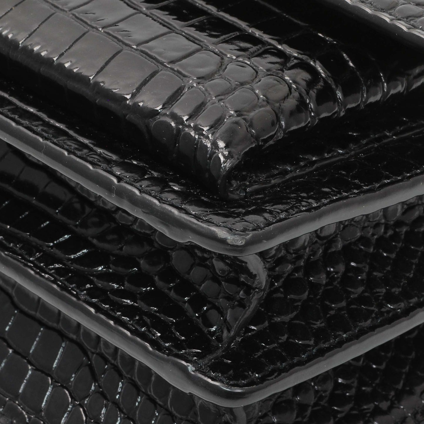 Exclusive Saint Laurent Black Crocodile Embossed Calfskin Medium Monogram Sunset — Detail View