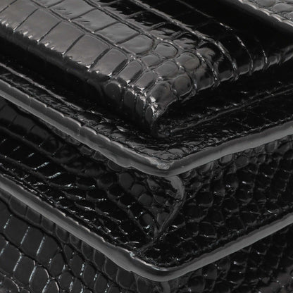 Exclusive Saint Laurent Black Crocodile Embossed Calfskin Medium Monogram Sunset — Detail View