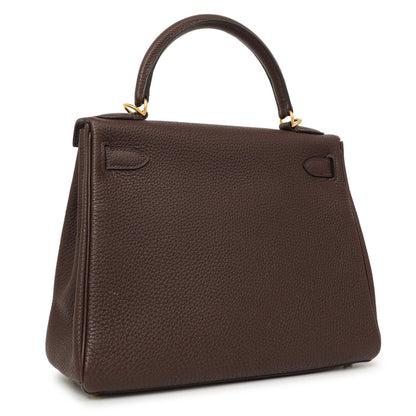 Exclusive Hermes Chocolate Togo Kelly Retourne 28 — Side View