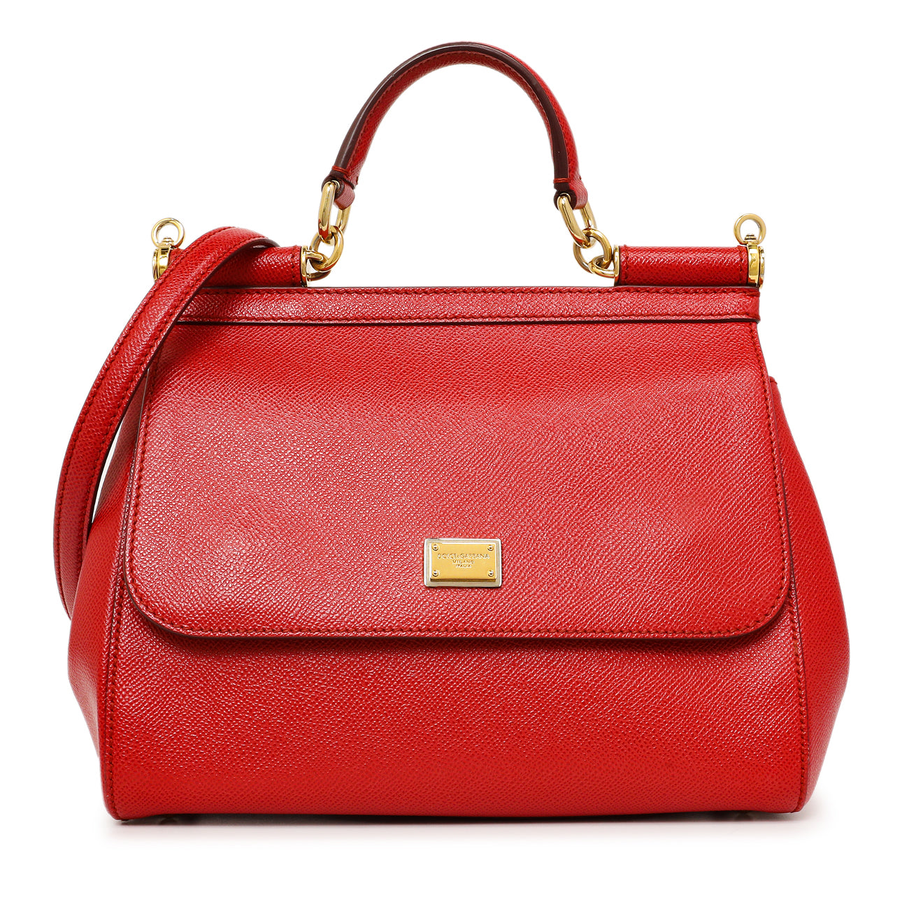 Exclusive Dolce & Gabanna Red Calfskin Medium Miss Sicily — Front View