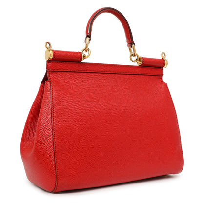 Exclusive Dolce & Gabanna Red Calfskin Medium Miss Sicily — Side View