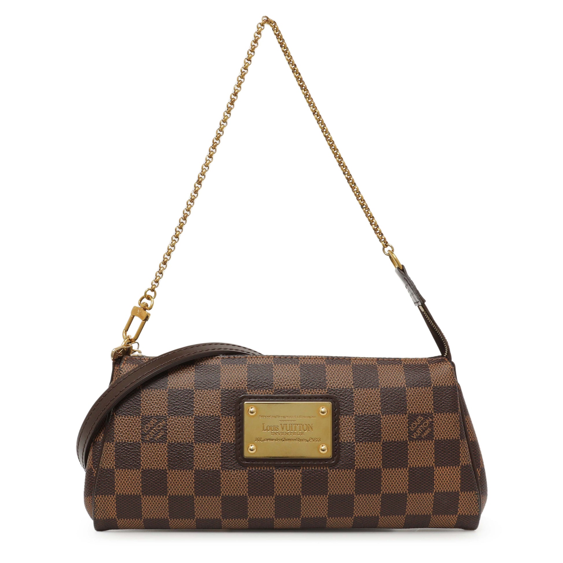 Exclusive Louis Vuitton Damier Ebene Eva Clutch — Front View