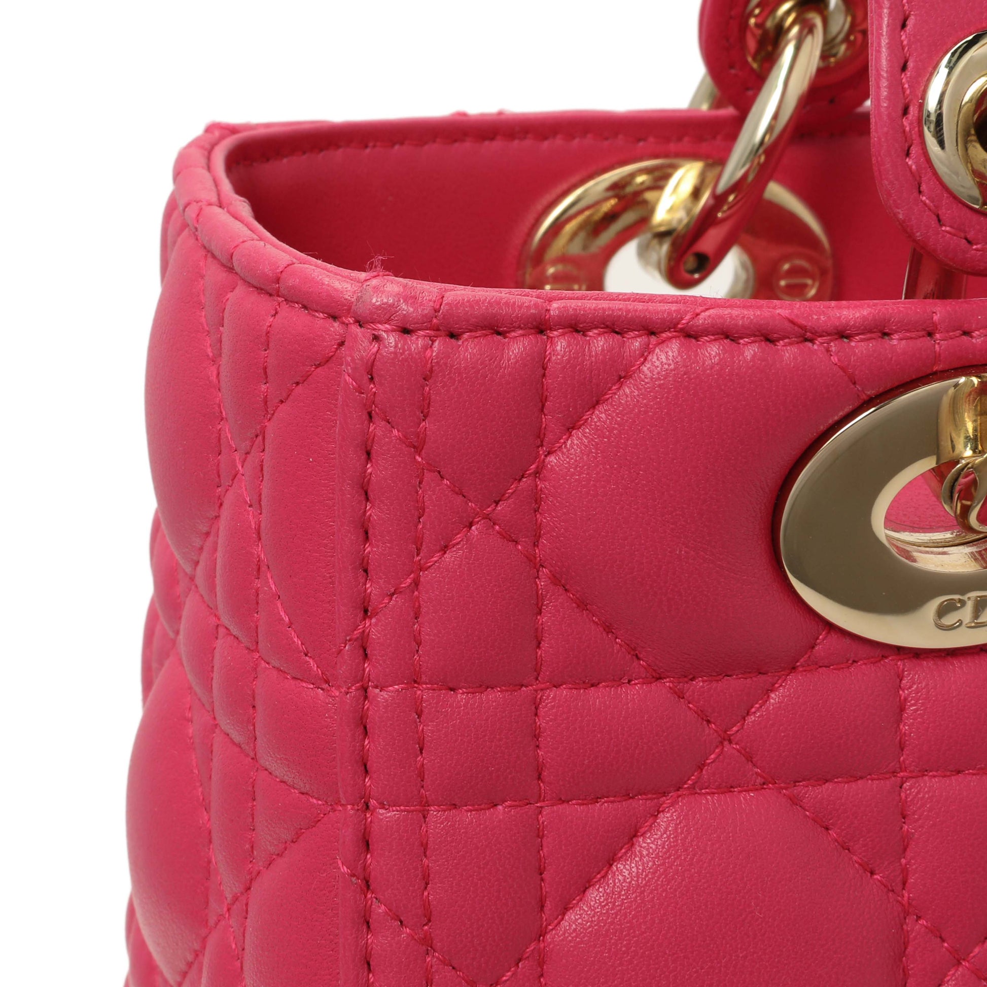 Exclusive Christian Dior Pink Lambskin Cannage Medium Lady Dior — Alternate View 10