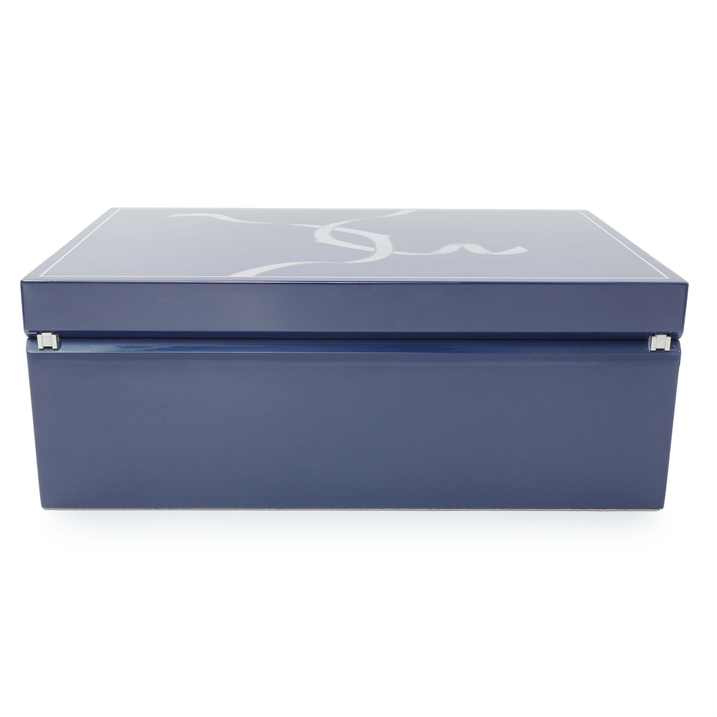 Exclusive Cartier Blue Lacquered Three Watch and Cufflink Box — Detail View