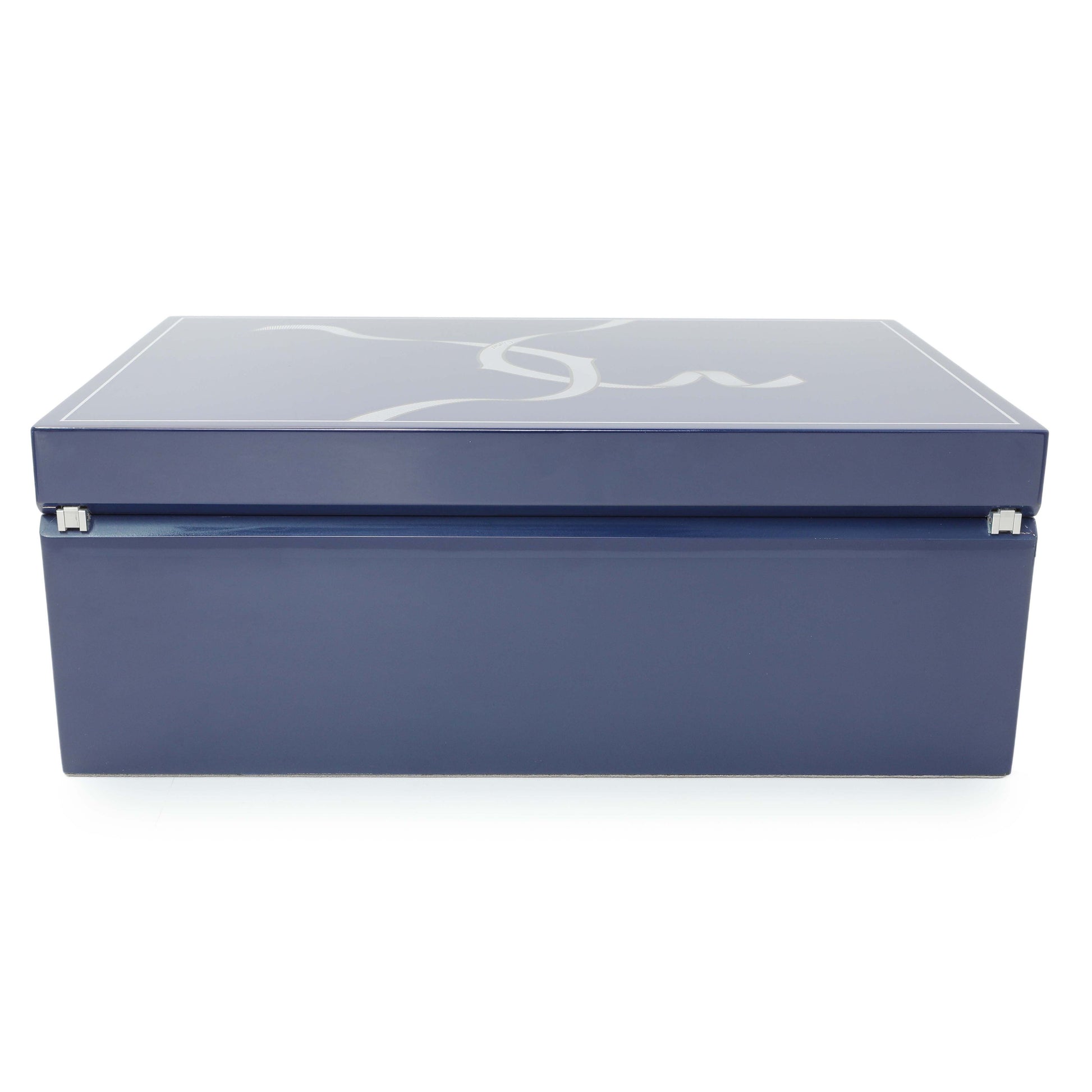 Exclusive Cartier Blue Lacquered Three Watch and Cufflink Box — Detail View
