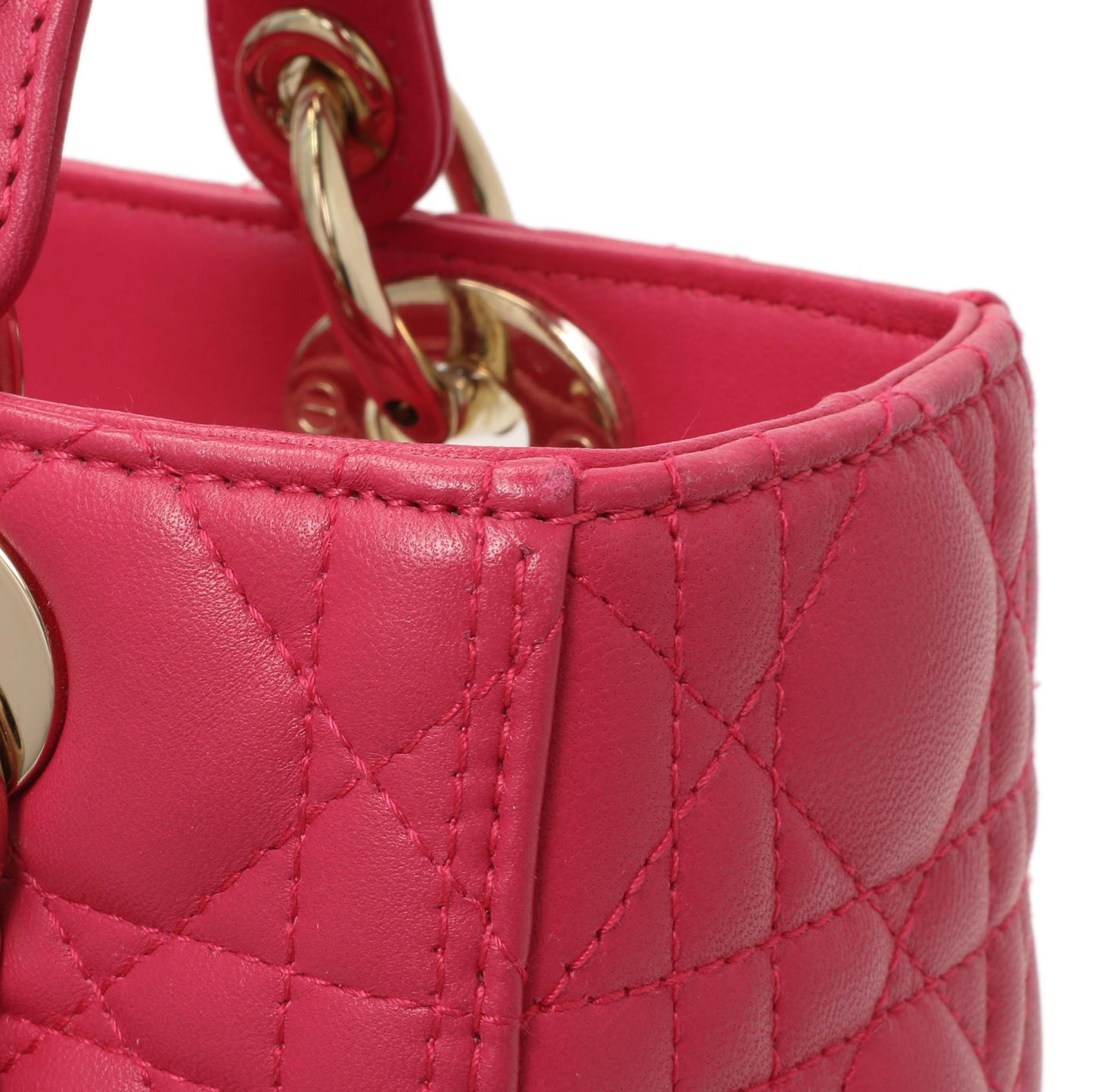 Exclusive Christian Dior Pink Lambskin Cannage Medium Lady Dior — Alternate View 11