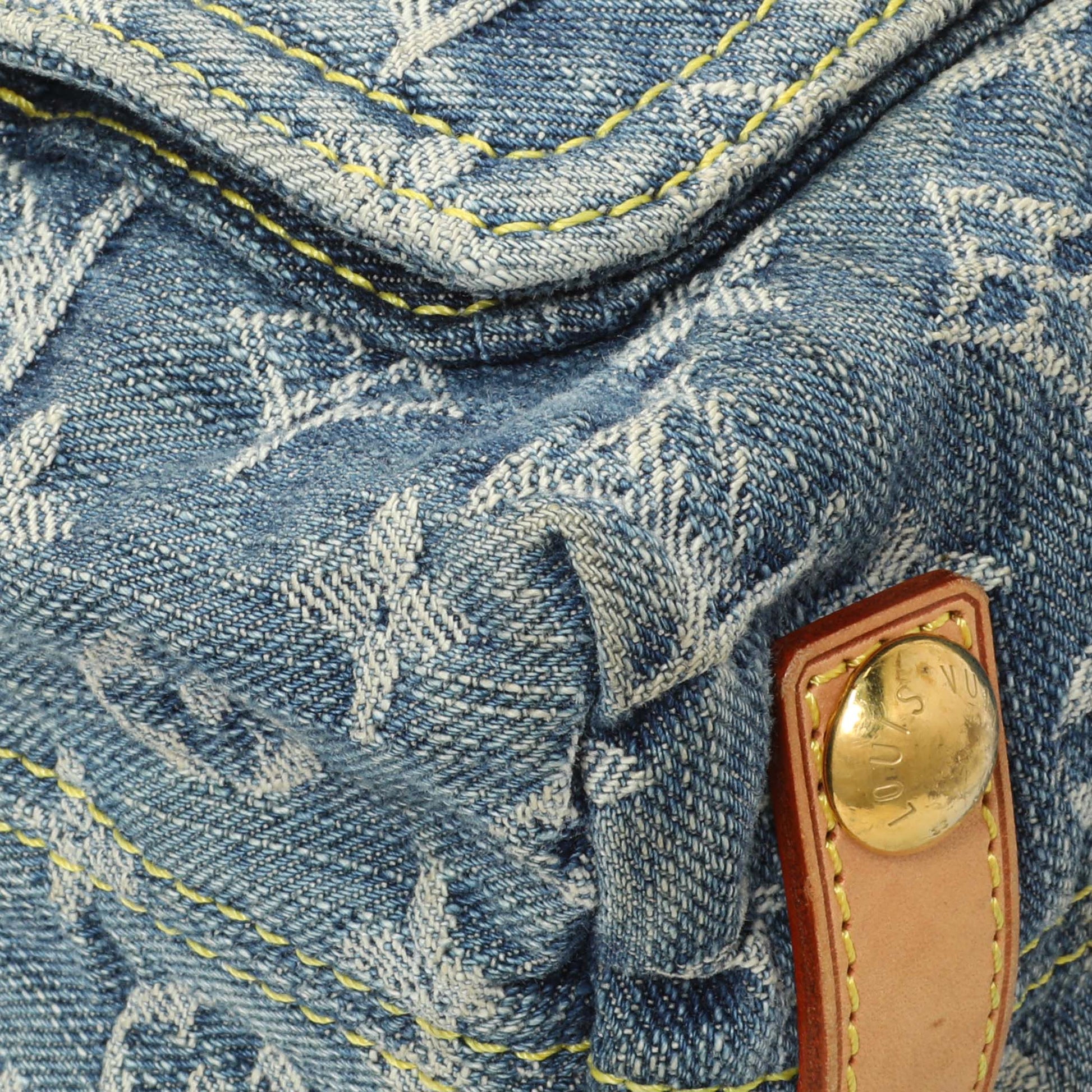 Exclusive Louis Vuitton Blue Monogram Denim Baggy PM — Top View