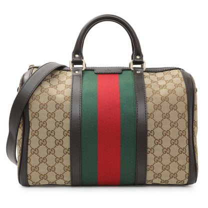 Exclusive Gucci Monogram Vintage Web Original GG Medium Boston Bag — Front View
