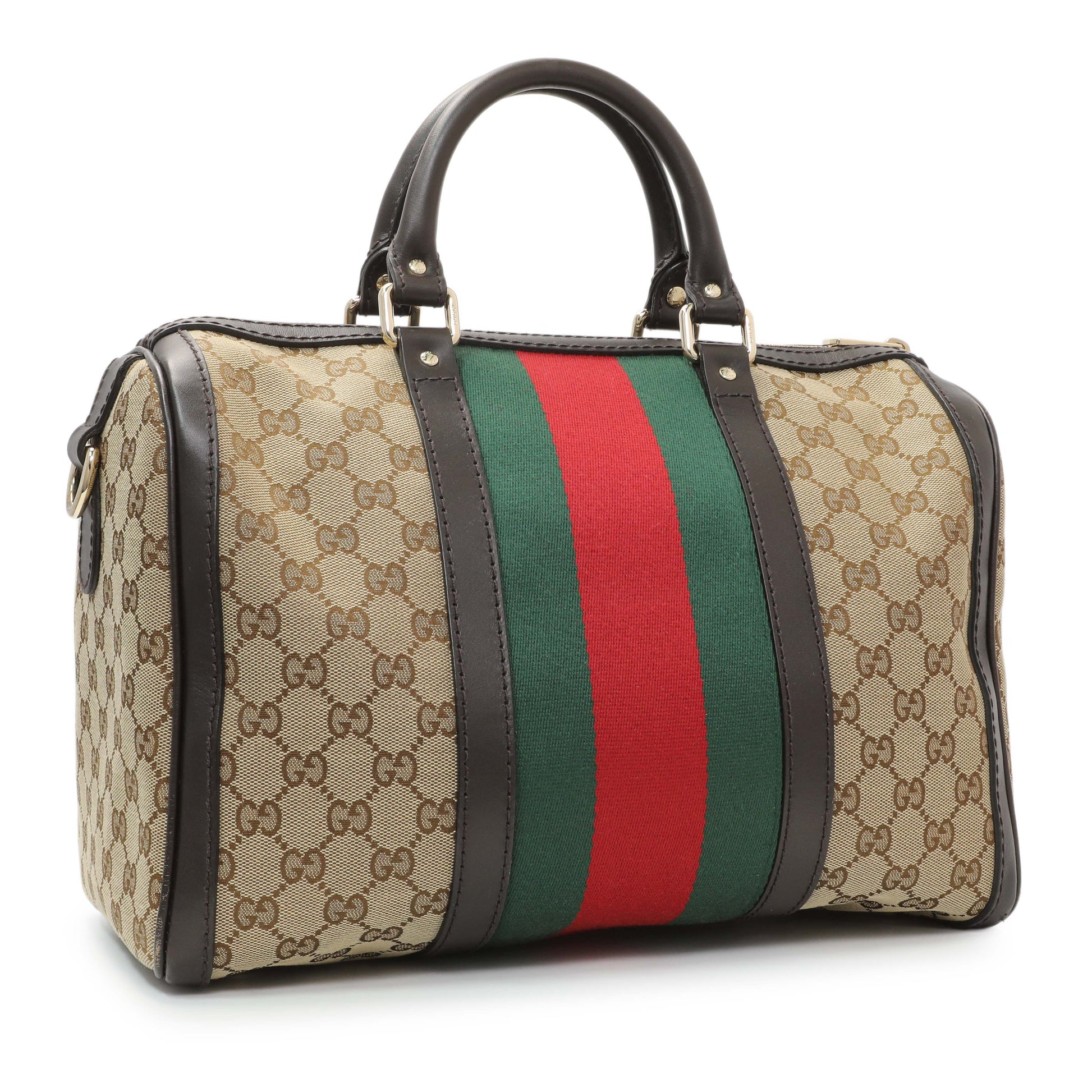 Exclusive Gucci Monogram Vintage Web Original GG Medium Boston Bag — Side View