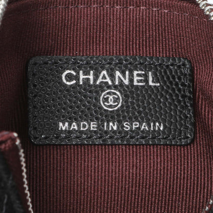 Exclusive Chanel Black Quilted Caviar Small Zipped Pouch — Detail View