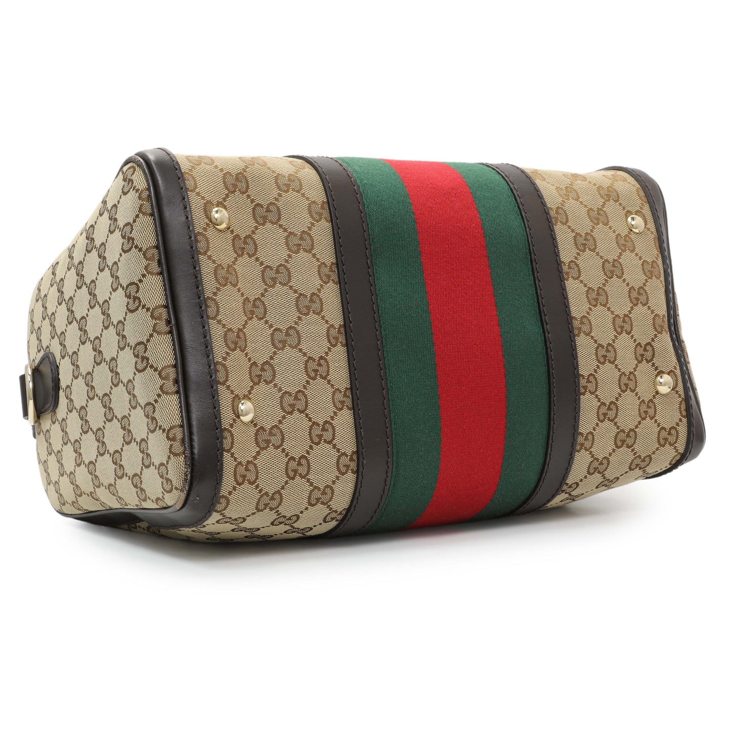 Exclusive Gucci Monogram Vintage Web Original GG Medium Boston Bag — Back View