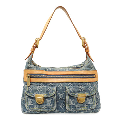 Exclusive Louis Vuitton Blue Monogram Denim Baggy PM — Front View