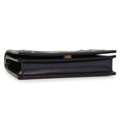 Exclusive Christian Dior Navy Patent Micro-Cannage Diorama Wallet on Chain — Back View