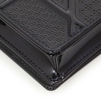 Exclusive Christian Dior Navy Patent Micro-Cannage Diorama Wallet on Chain — Top View
