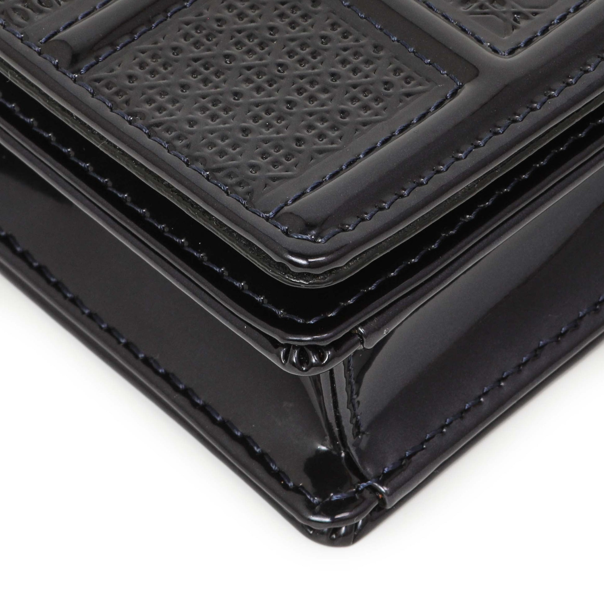 Exclusive Christian Dior Navy Patent Micro-Cannage Diorama Wallet on Chain — Lifestyle View