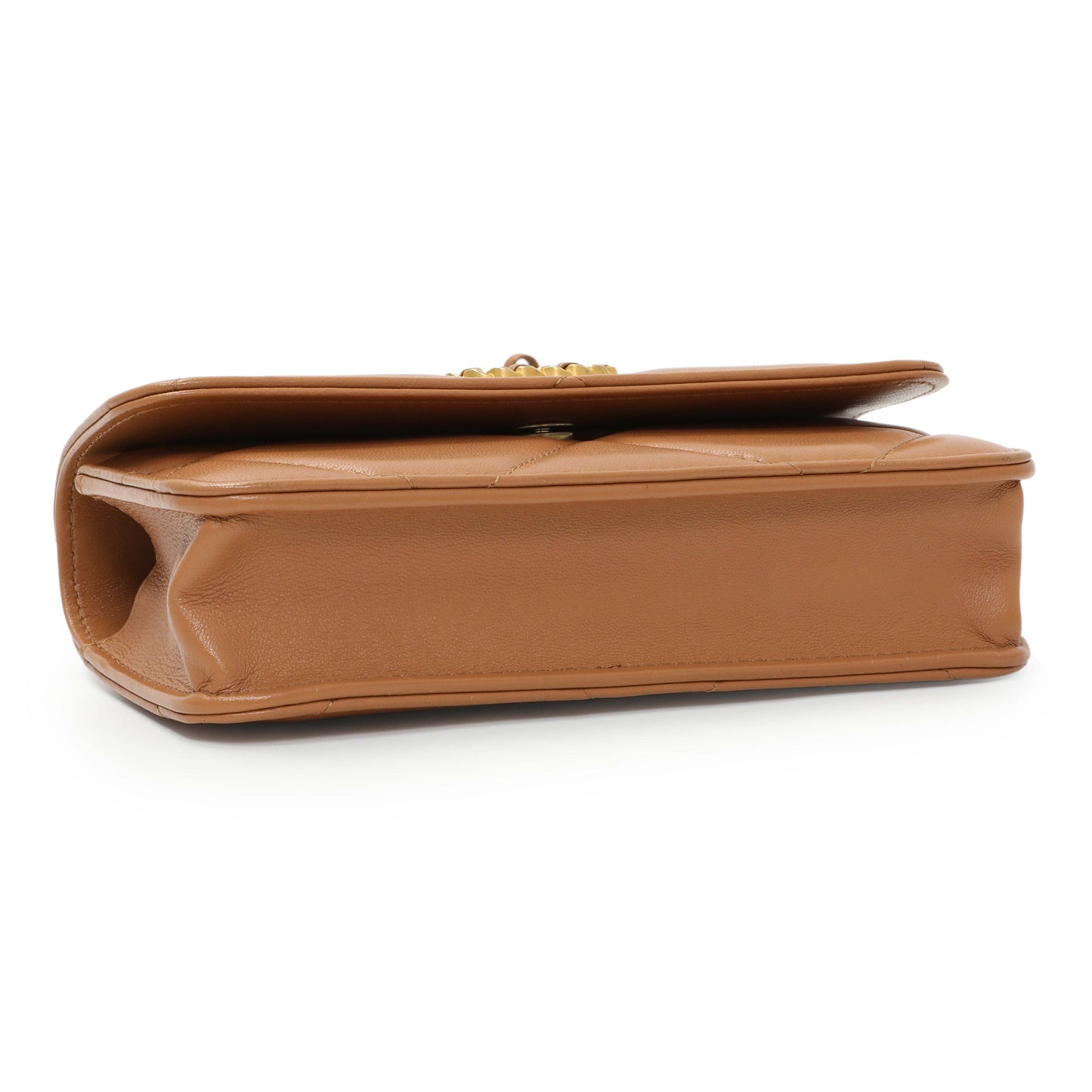 Exclusive Chanel Brown Lambskin Quilted Chanel 19 Glasses Case With Chain — Top View
