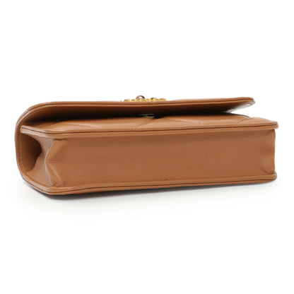 Exclusive Chanel Brown Lambskin Quilted Chanel 19 Glasses Case With Chain — Top View