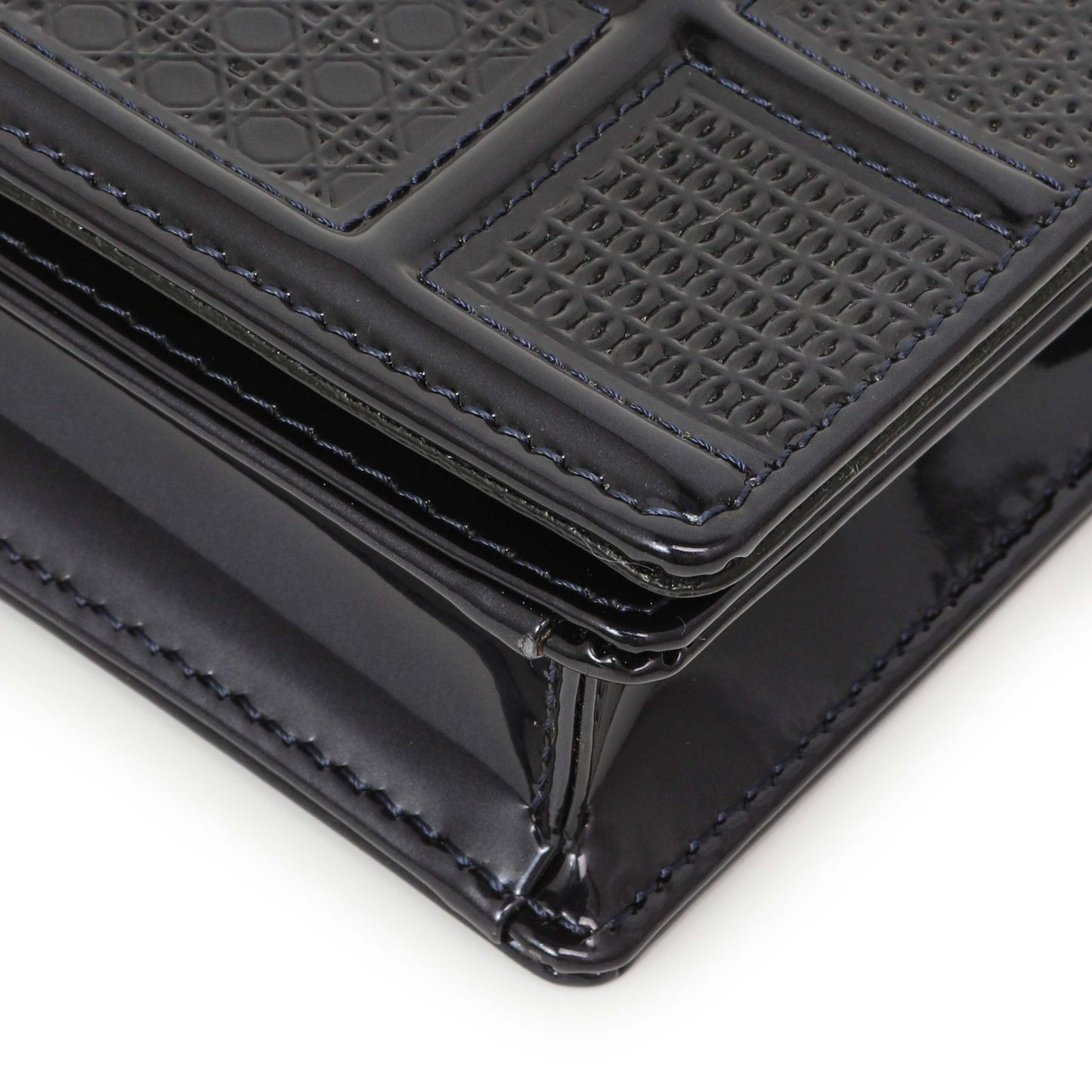 Exclusive Christian Dior Navy Patent Micro-Cannage Diorama Wallet on Chain — Alternate View 7