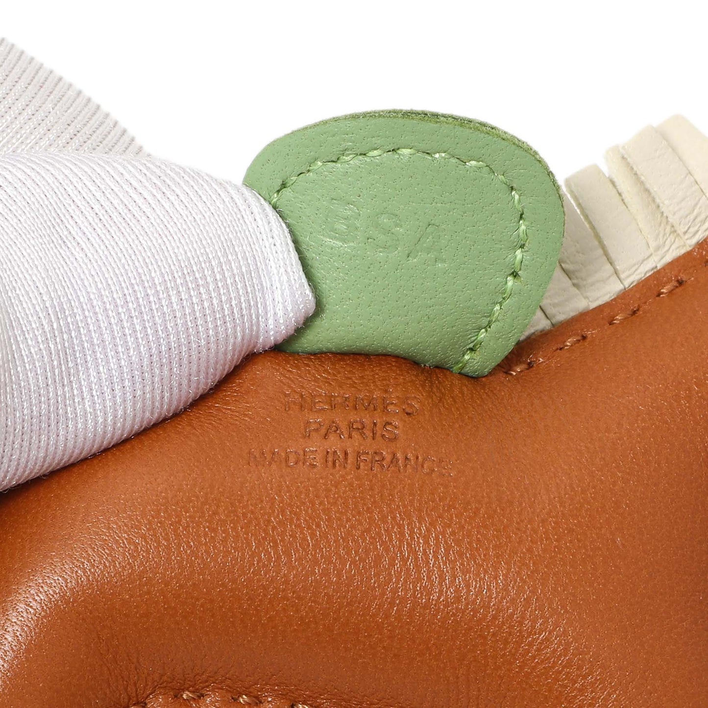 Exclusive Hermes Gold Craie Vert Criquet Milo Lambskin GriGri Rodeo Horse Charm PM — Back View