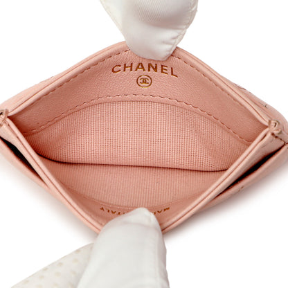 Exclusive Chanel Pink Quilted Lambskin Card Holder — Top View