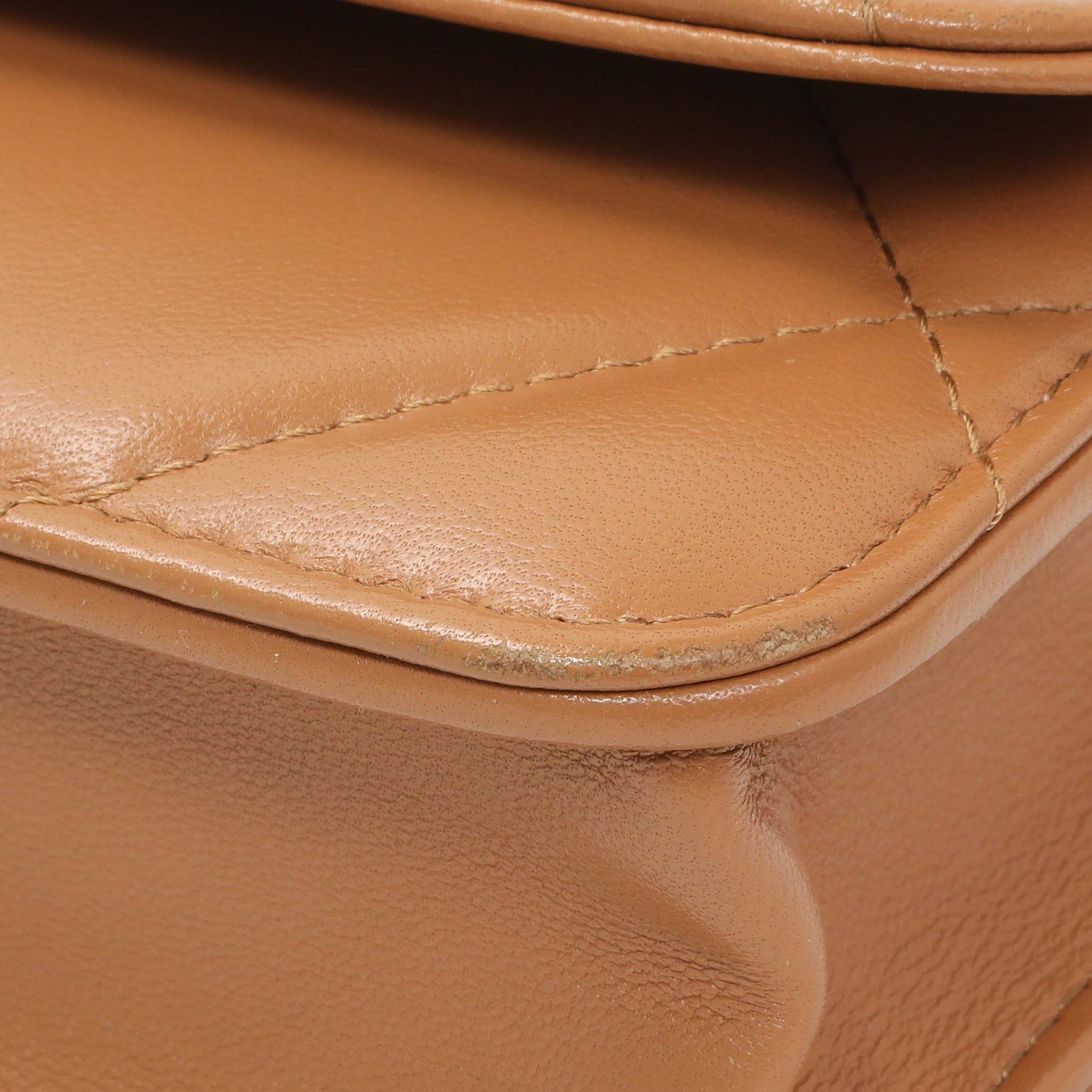 Exclusive Chanel Brown Lambskin Quilted Chanel 19 Glasses Case With Chain — Lifestyle View