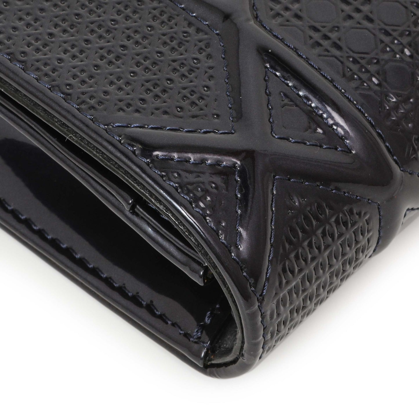Exclusive Christian Dior Navy Patent Micro-Cannage Diorama Wallet on Chain — Alternate View 8