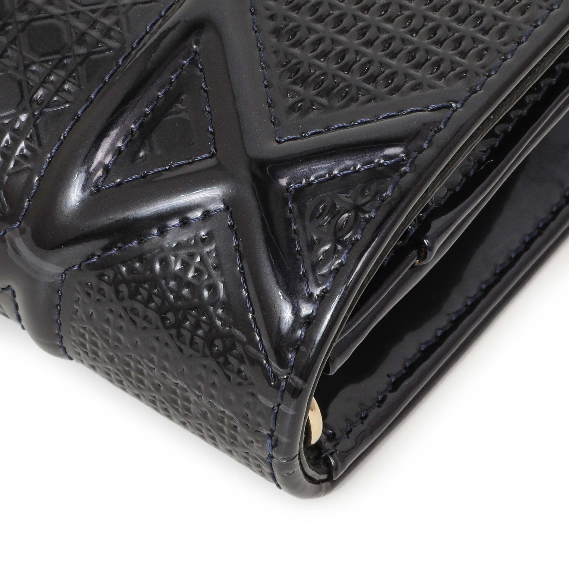 Exclusive Christian Dior Navy Patent Micro-Cannage Diorama Wallet on Chain — Alternate View 9