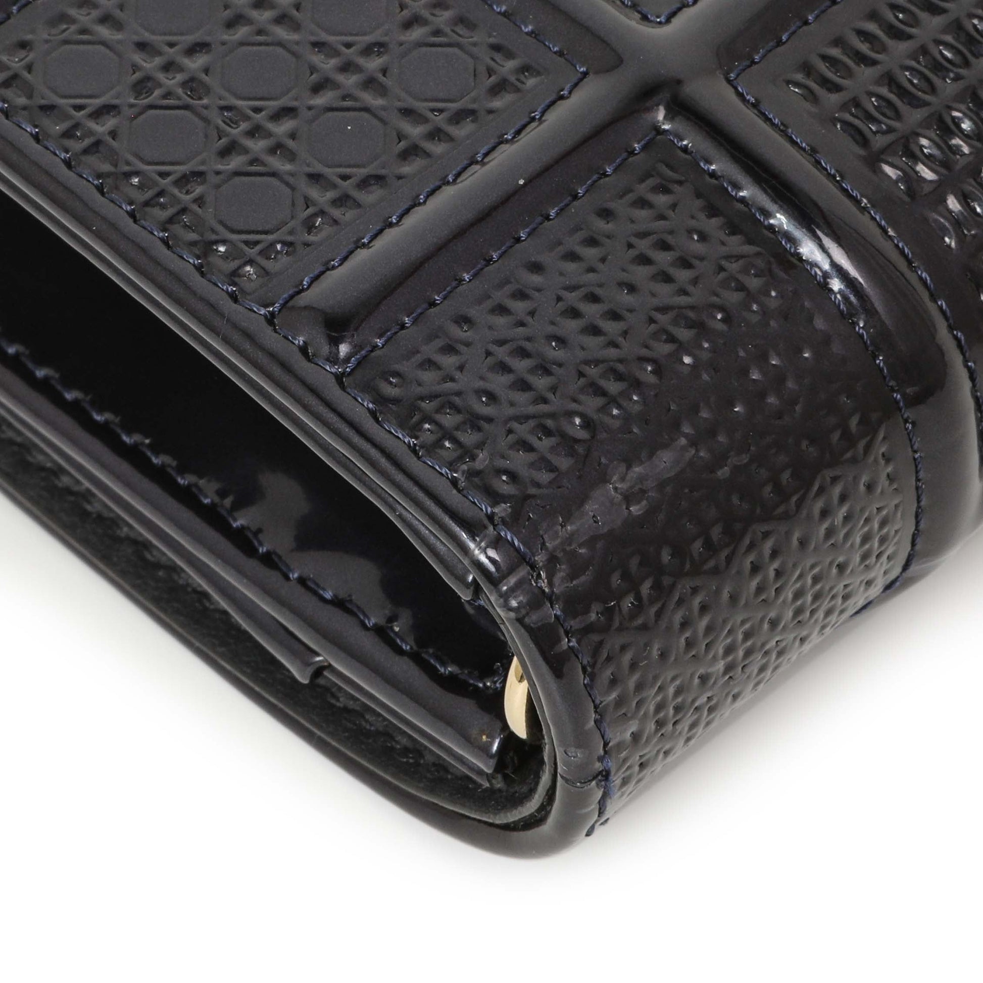 Exclusive Christian Dior Navy Patent Micro-Cannage Diorama Wallet on Chain — Alternate View 10