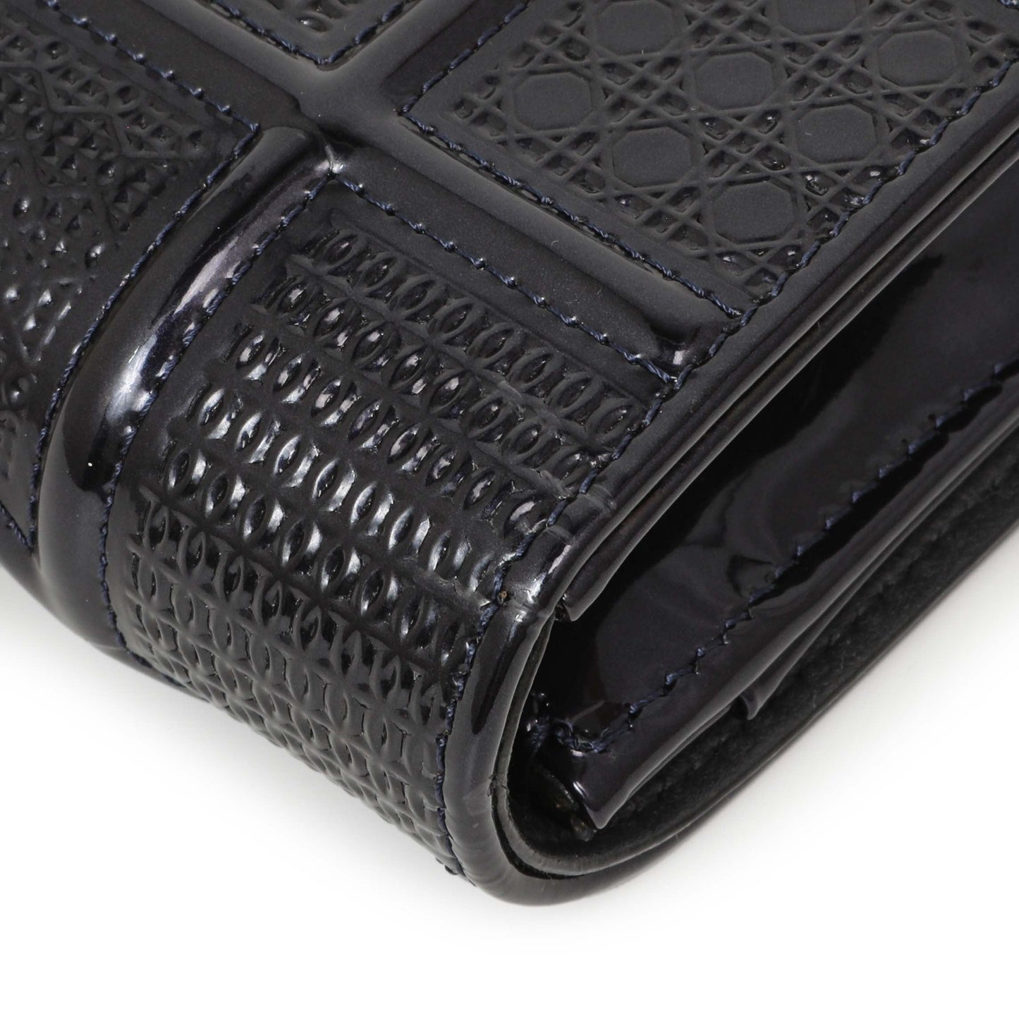 Exclusive Christian Dior Navy Patent Micro-Cannage Diorama Wallet on Chain — Alternate View 11