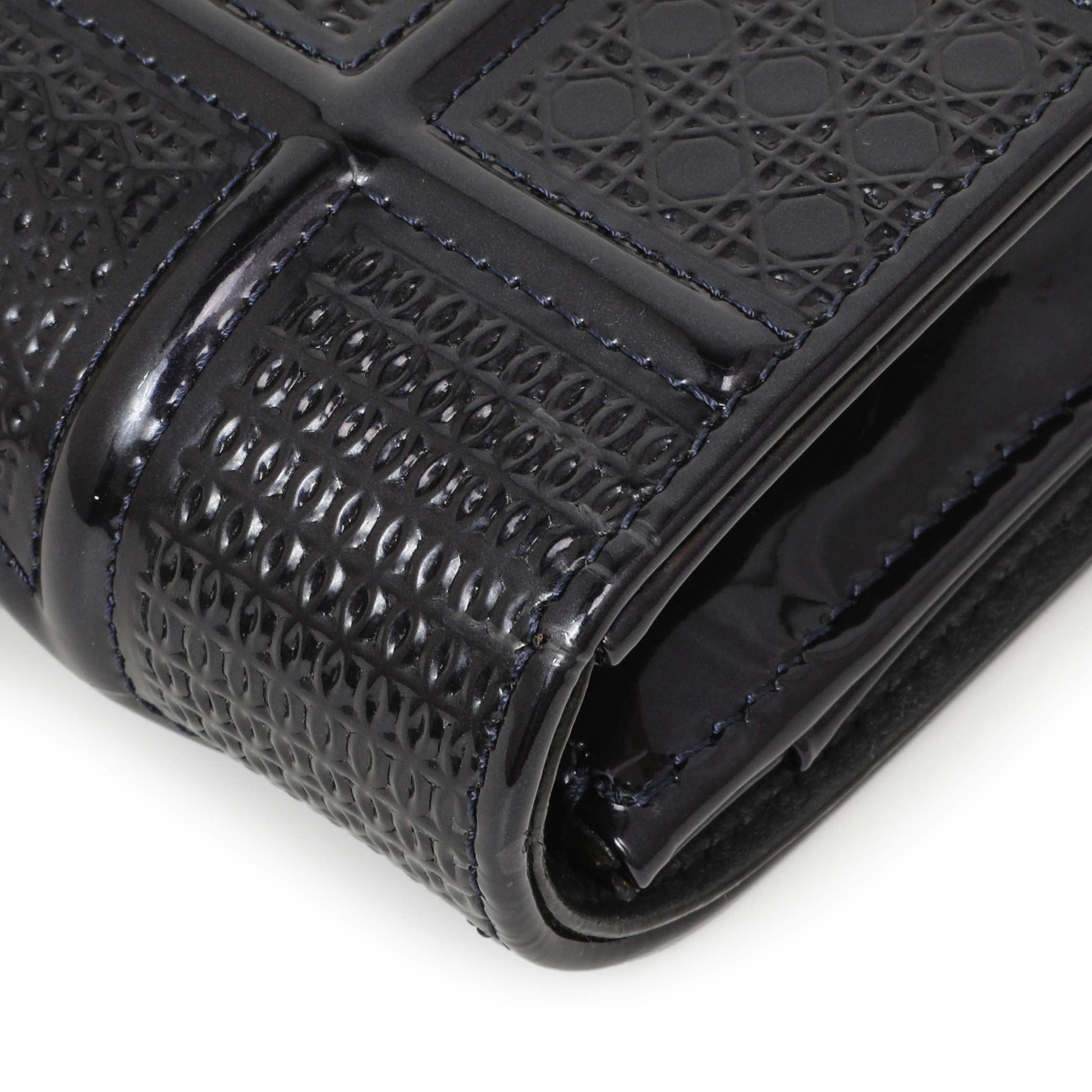 Exclusive Christian Dior Navy Patent Micro-Cannage Diorama Wallet on Chain — Alternate View 11