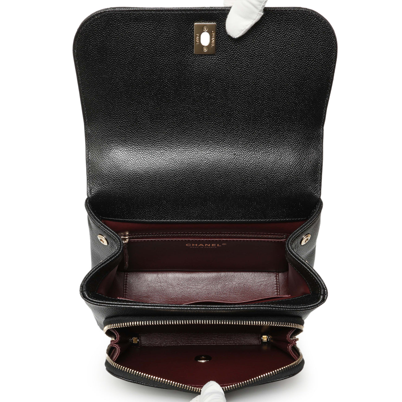 Exclusive Chanel Black Caviar Medium Business Affinity Flap — Top View